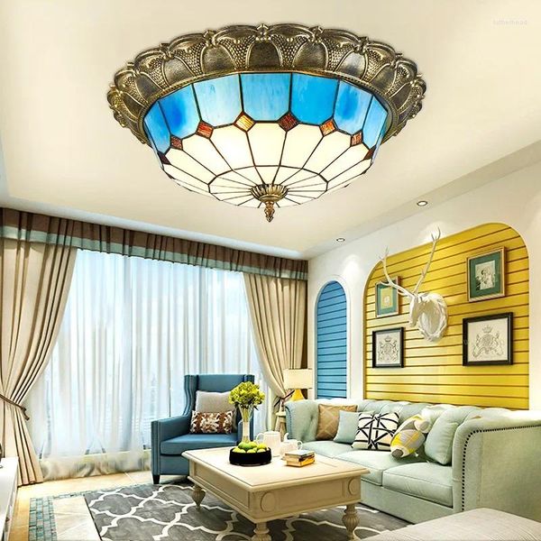 Потолочные огни Tiffany Lamp Living Room спальня в европейском стиле ретро-круговой коридор светодиод
