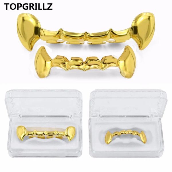 Grills topgrillz hip hop denti denti grillz set gold gold half denti denti dracula vampire zanne griglie sottili griglie oro