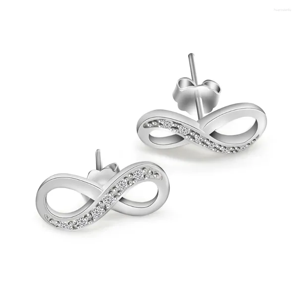 Orecchini per borchie 925 Donne in argento sterling con CLE CLE CLZ Lucky Numero 8 per gioielli fine