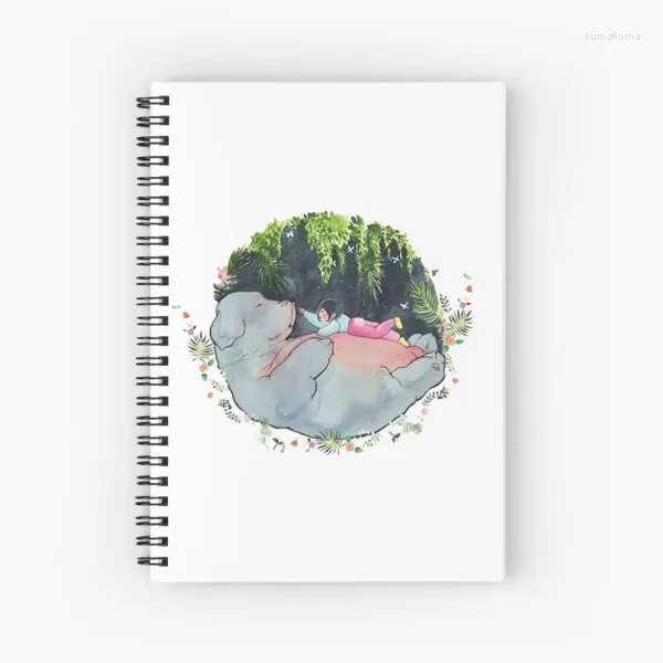 Karikatür Rhino desen Spiral Notebook Journal 120 Sayfalar Öğrenciler Günlük Notları İçin Kitaplar Not Kitapları Çalışma Günlük Okul Yazımı