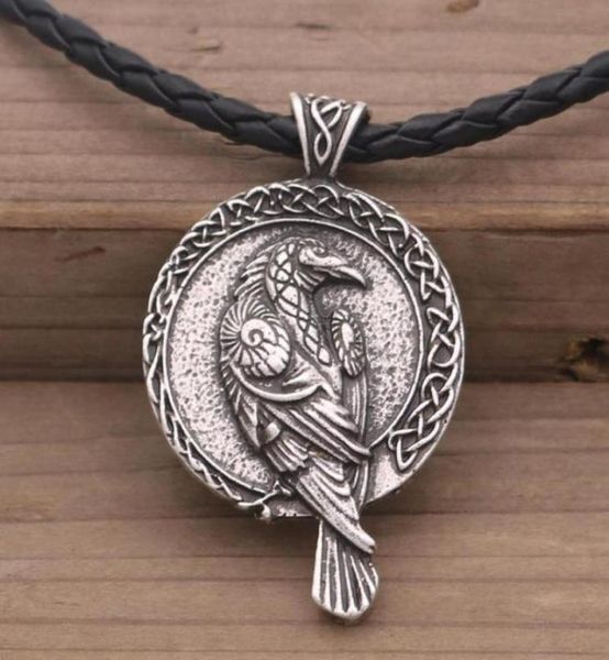 Подвесные ожерелья Odin Raven Talisman Amulet Viking Ожерелье викинга Wicca Bird Goth Jewlery Runsing без шеи викканских языческих мужчин женщин Accesso5025020