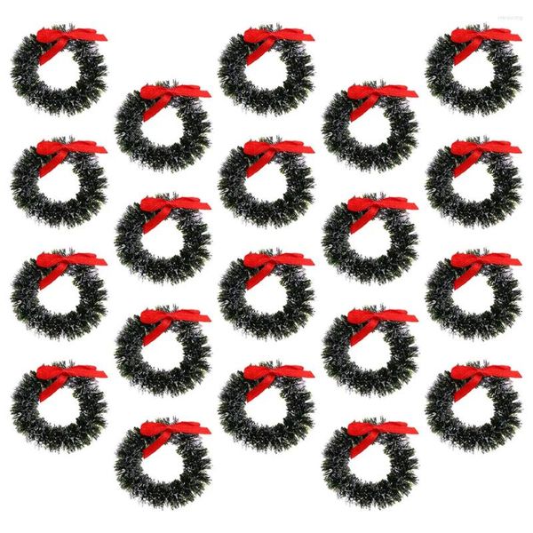 Flores decorativas 20 PCs Decorações de árvore de Natal pequenas grinaldas da casa de brinquedos grinaldas de brinquedos mini -garland em miniatura simulada de natal