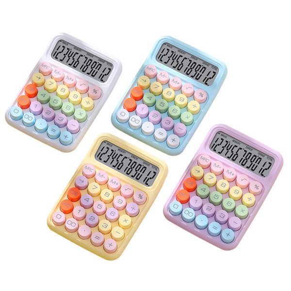 Calculadoras de cores de doces dopamina 12 dígitos de 12 dígitos LCD Display Mechanical DOT Teclado Desktop Calculadora de estética Cute