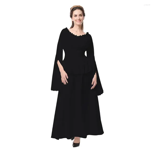 Lässige Kleider Frauen Halloween Kleid Retro Cosplay Vintage Party Club Elegante solide Off Schulter Maxi lustig Elf 2024