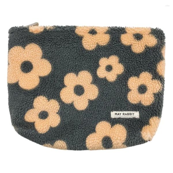 Bolsas de cosméticos bolsa de maquiagem portátil com zíper bolsa de moda floral fofa para a bolsa lápis mulheres adolescentes