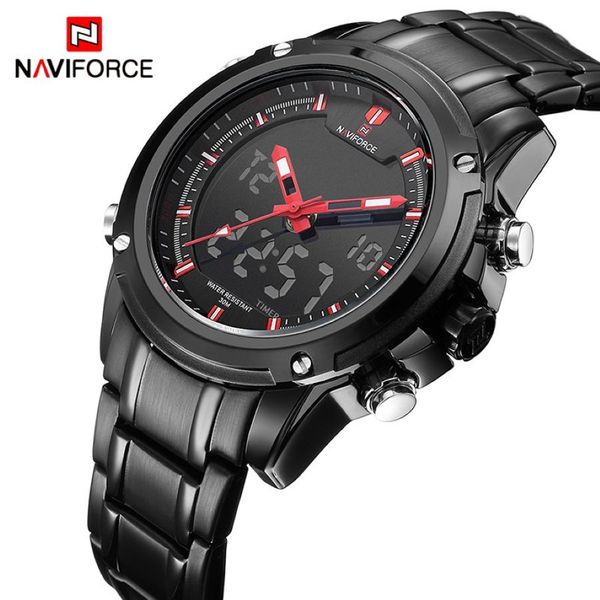 Marca de luxo de Naviforce Homem Sports Exército Militar de quartzo masculino led led relógio macho impermeável relógio relógio masculino215l