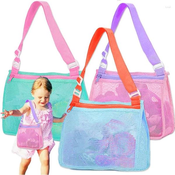 Bolsas de armazenamento Multicolor Children Beach Toys Bolsa Shell Travel Organizador Protável Crianças Toalha de natação respirável