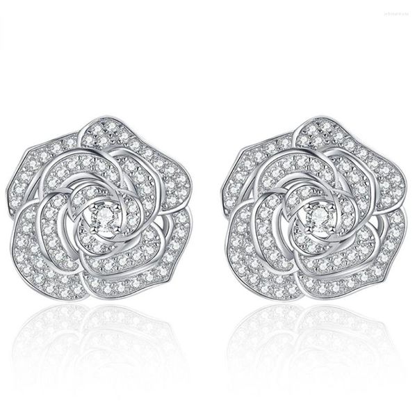 Brincos de garanhão Modelos de luxo 925 prata esterlina flor de alto carbono diamante feminina festa de casamento jóias finas