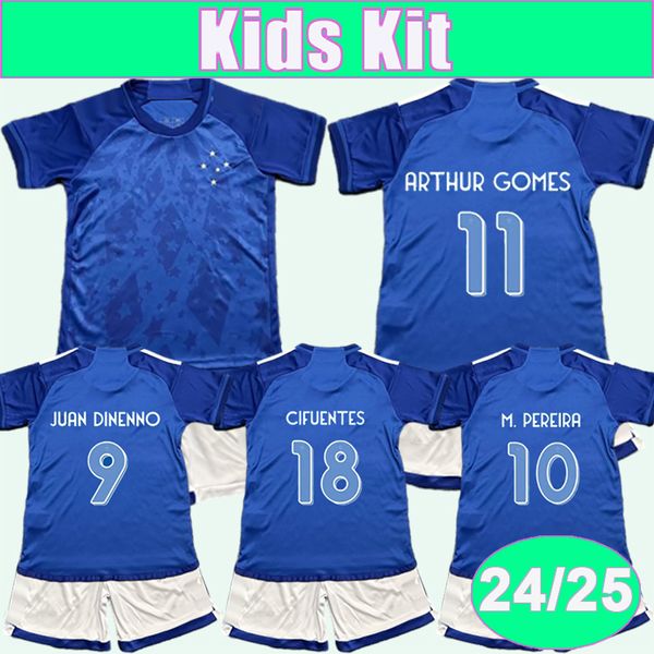 24 25 Maglie da calcio per bambini Cruzeiro Kit William Juan Dinenno Bruno Arthur Gomes Nerisarthur Gomes M.Pereira Casa per bambini Studio da calcio Uniforme