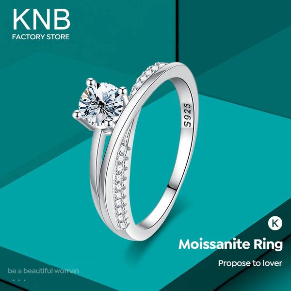 KNB Luxus X Form 1CT Diamantringe für Frauen Geschenke 925 Sterling Silber Solitaire Ehering Feinschmuck 240417