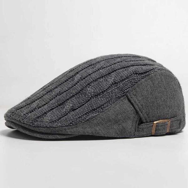 Boinas 2023 Novos homens Mulher boina de outono e inverno espessado boinas de frigideiras de falha de moda macia Menção Mens Cap casual de crochê D24417