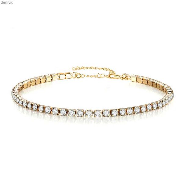 Armreifen 2mm vereisert Tennisarmbänder Frauen Gold Silber Farbe Edelstahl Kubikzirkonia Kette für Frauen Hochzeit Schmuck Geschenkl240417