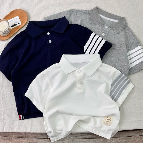 Boys Polo Shirts Kids Back Stripe Shorpe Short Shorte Tees Fashi