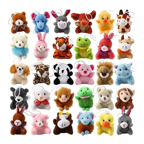 EN71 CE Mini animais de pelúcia de pelúcia de brinquedos de pelúcia estabelecem pequenos animais personalizados de chaveiro de pelúcia