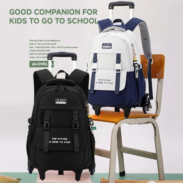 Schulbeutel Kinder -Rolling -Rucksack mit Rädern große Kapazität wasserdichtes Kinder -Trolley -Bag für Teenager Schoolbag Travel