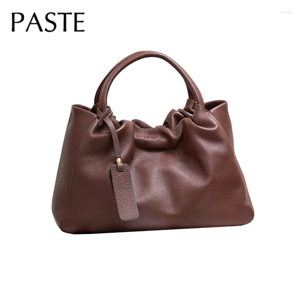 Totes High -Class -Kaffeefarbe große Mutter Wolke tte weiche natürliche Kuh Leder Frauen Handtasche Luxus Cowskin Female Umhängetasche