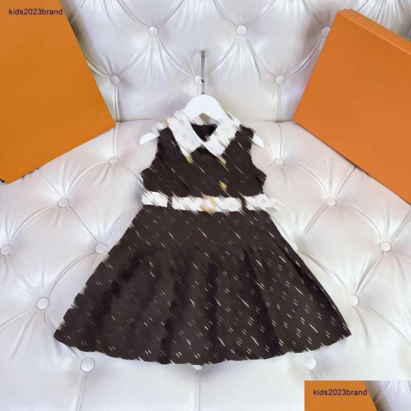 Mädchen Kleider Fashion Tanktop Kleid für Mädchen weiße Gürteldekoration Kinder Kleidergröße 110-160 cm Buchstabe Blume FL Print Kinder Rock Sep2 Otomie