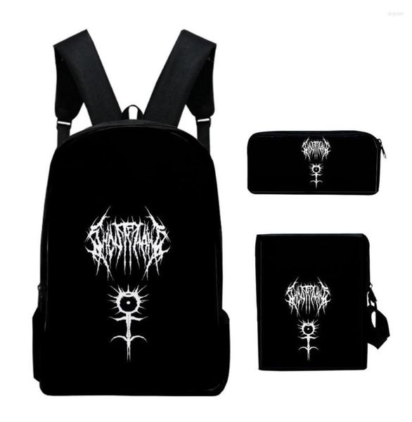 Backpack Ghostemane Merch Cosplay Conjunto 3 peças Meninas Bolsa escolar da escola CASOPOLY CASE CRIANÇAS Laptop Daypack1564651