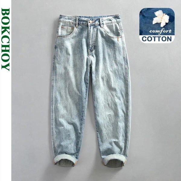 Jeans maschile 2024 Spring Autumn Vintage Chave Casual Mens Lavato in cotone morbido Scillo Streetwear Cargo KK1026-2