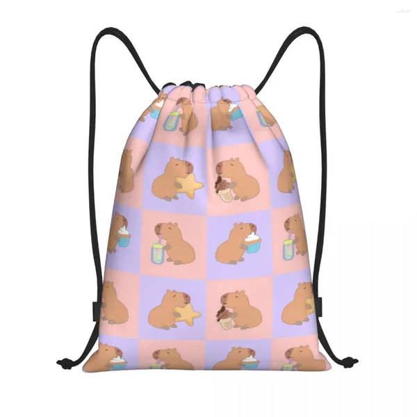 SASSE SCHEPAGGIO Custom Capybara Funny Animals Drowpack Charging Men Women Lightweight Gym Sports Sackpack sacchi per viaggiare