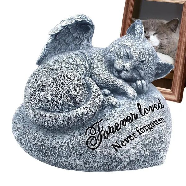 Personalisieren Sie Pet Cat Memorial Stone Cat Decor Outdoor Statuen für Gartenschlafkatze Memorials Begräbniskatze Haustier Grabsteine 240411