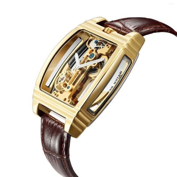 Armbanduhren Automatische mechanische Uhr Männer Gold Turbillon Steampunk einzigartig transparent Skelett Selbstwind Tourbillon Uhren Montre Homme