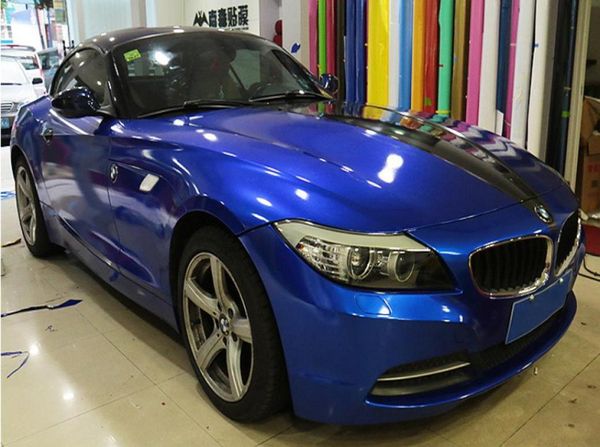 Полуночная конфеты Gloss Metallic Blue Wrap Car Foils с воздушным пузырьком без глянцевого металла.