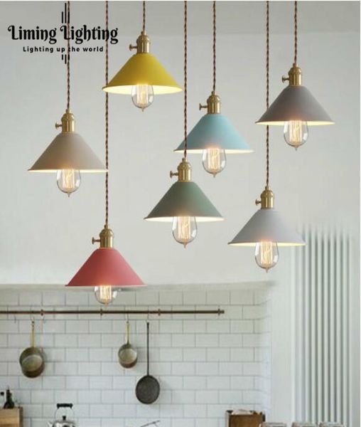 Nordic Simple Bar Hanging Lampe Colored Pendant Light Restaurant Schlafzimmer Nachtleuchten Moderne Kunst und kreative Beleuchtung4674499