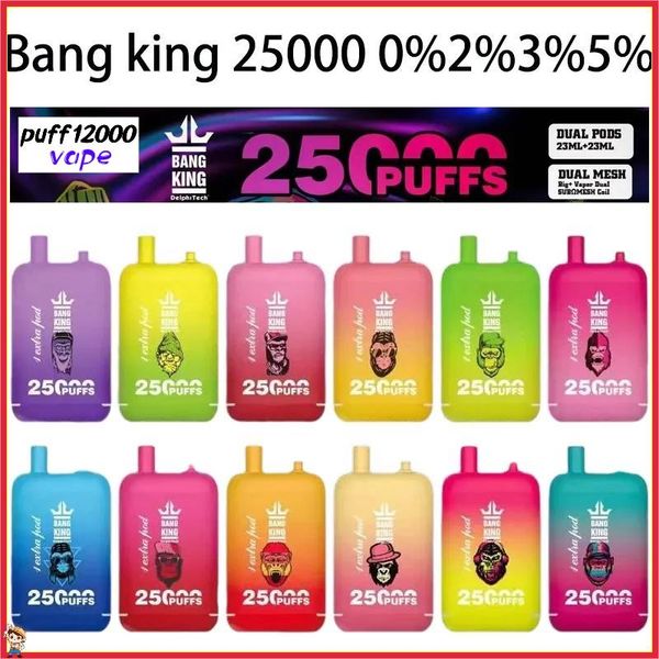 O original Bang King 25000 Puffs caneta de vape descartável 650mAh tipo C Tanque duplo duplo bobina de malha dupla Puff 25k Dispositivo Flavores pré-preenchidos e cigarro de cigarro