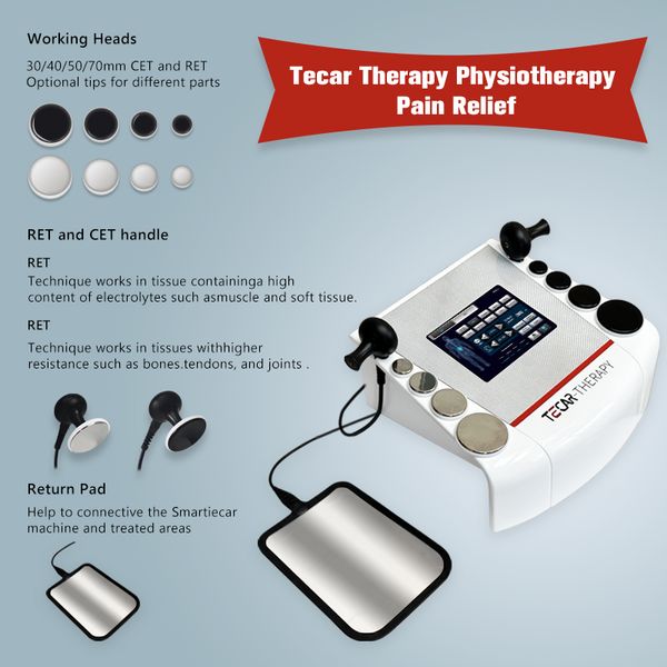 Die neueste Diathermie 448kHz Tecar Cet Ret Physiotherapie Maschine Taille Knieköpfchen Körperschmerz Ausrüstung Schönheites Gesundheitsgerät