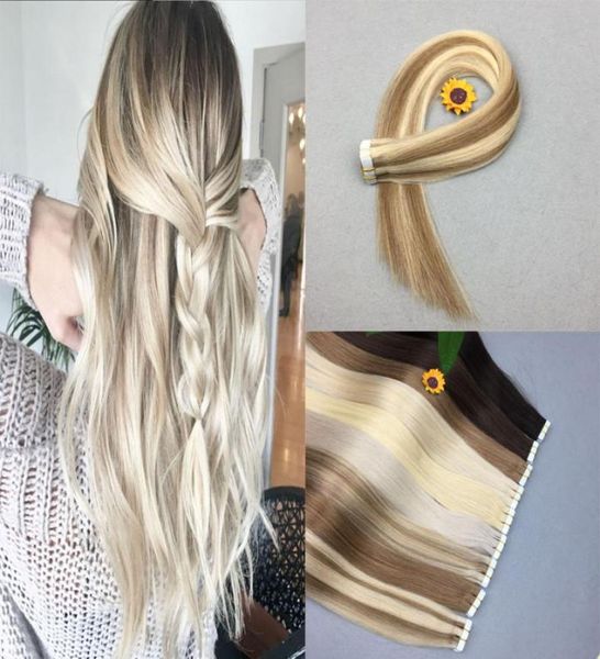 Лента PU в волосах для волос удлинение волос шелковистые прямые 100 remy hame hans hair 60 platinum blonde party Style 8033006