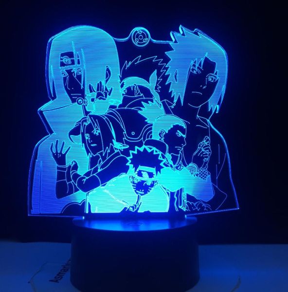 Naruto Hayato Sasuke Sakura Figure Nightlight для декорации для детской спальни крутой светодиодный настольный подарок для него светодиодный ночной свет5304832