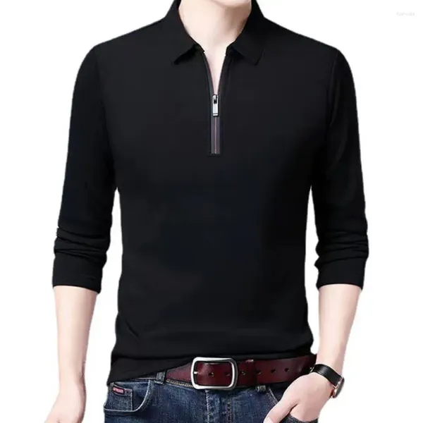 Herren Polos Casual Men Shirt Stylish Reißverschlussausschnitt Geschäft für Frühlings-/Herbst -Arbeitskleidung Slim Fit Long Sleeve Pullover Top Top