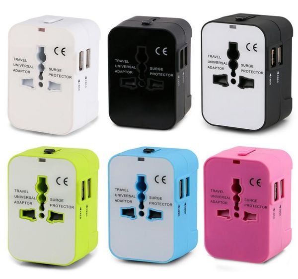 21A Adaptador de viagem Worldwide, tudo em One Universal Power Converters Power Plug Adapter Charger 2 portas USB para EUA UE UK AUS8297780