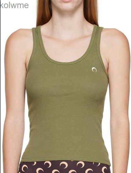 Повседневные рубашки дизайнерские женские танки зеленые ребристые вязаные хлопковые майки шорты спортивная одежда винтажная фитнес-спортивная рубашка для бюстгальтера Top Moon Elastic Femme YQ240417