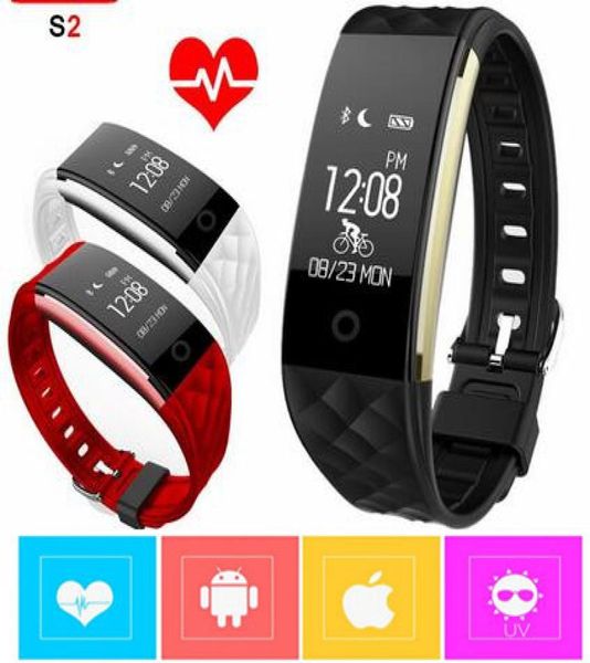 2017 Dinamik Kalp Hızı S2 Akıllı Bant Fitness Tracker Adım Step Smart Watch Band titreşim bilekliği iOS Android PK ID107 FI2281660