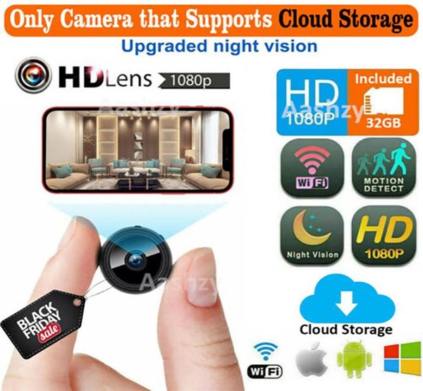 Mini Wireless Hidden Spy Camera WiFi IP Home Security DVR Night Vision HD 1080PA076308984