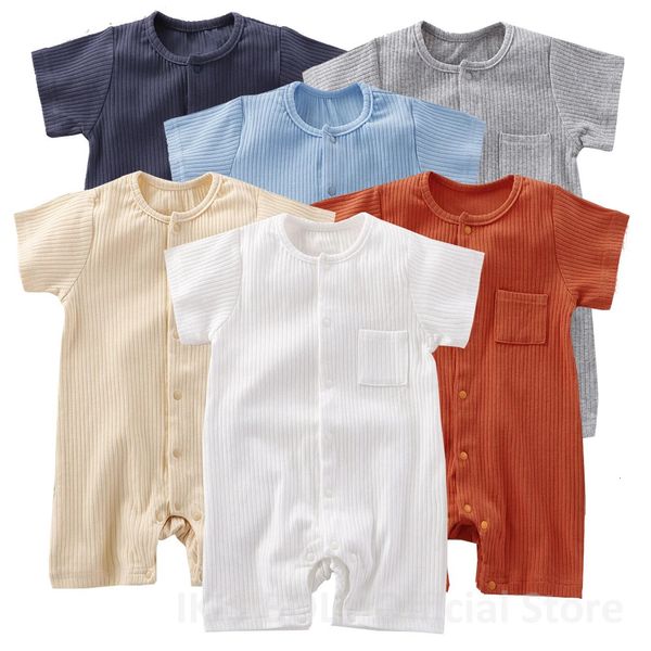 UNISSEX OnePieces 0 a 24 meses Roupas nascidas de manga curta para gêmeos meninos garotos algodão de verão de verão 240408