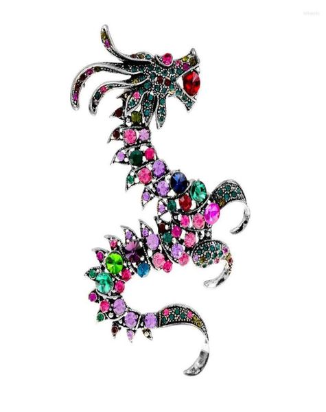 Broches cindy xiang shinestone dragão grande para mulheres vintage colorido zodíaco animal pino chinês feng winter acessórios8942019