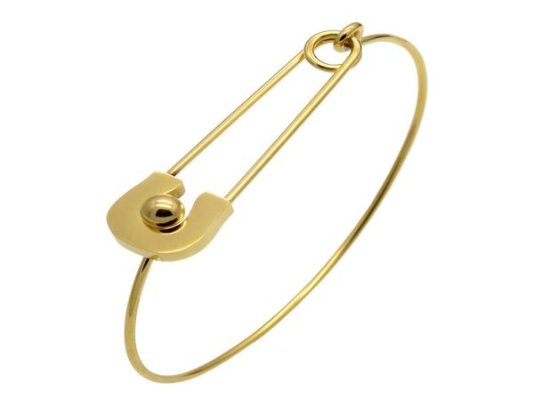 Modemanschette Persönlichkeit Vintage Einfacher Titanstahl Metall Nautical Pin Draht Bank. Dünne Goldfarbe Armband für Frauen Bir8946334