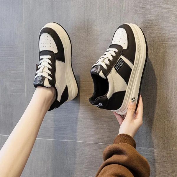 Lässige Schuhe Krasovki 7cm Luftgitter echtes Leder versteckt Absatz atmungsaktives klobiger Sneaker Frühling Herbst Skate Platform Keilplatte Plüsch Frauen