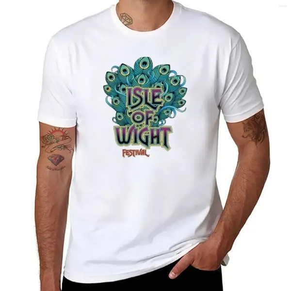 Erkek Polos Isle of Wight Festival-Peacock T-Shirt Hızlı kuruyan ağır ağırlıklar Erkek Uzun Tişört