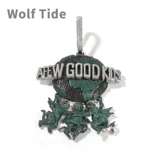 Wolf Wolf Tide Hip Hop di alta qualità Nuovo Angel Earth Neckace Padant Set di rame colorato