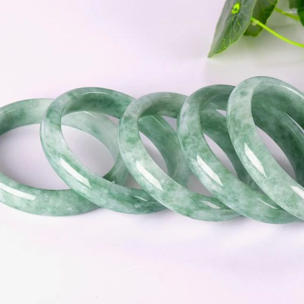 Bracciale di bracciale di giadeite autentico verde per donne eleganti gioielli in pietra di giada cinese, regalo ideale