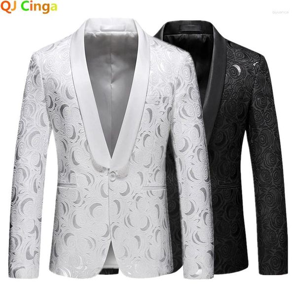 Abiti da uomo abita rosa bianca giacca abito da matrimonio vestito da festa di alta qualità uomini blazer sottili maschilini di grandi dimensioni m-6xl