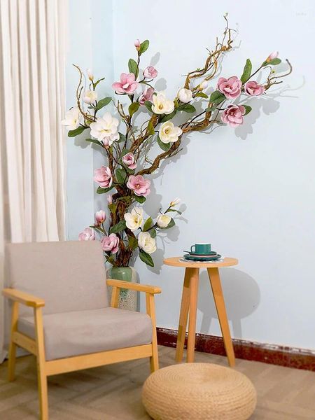 Fiori decorativi eva magnolia ramo orchidee seta artificiale per vasi per la casa autunno tavolo da matrimonio decorazioni natalizie