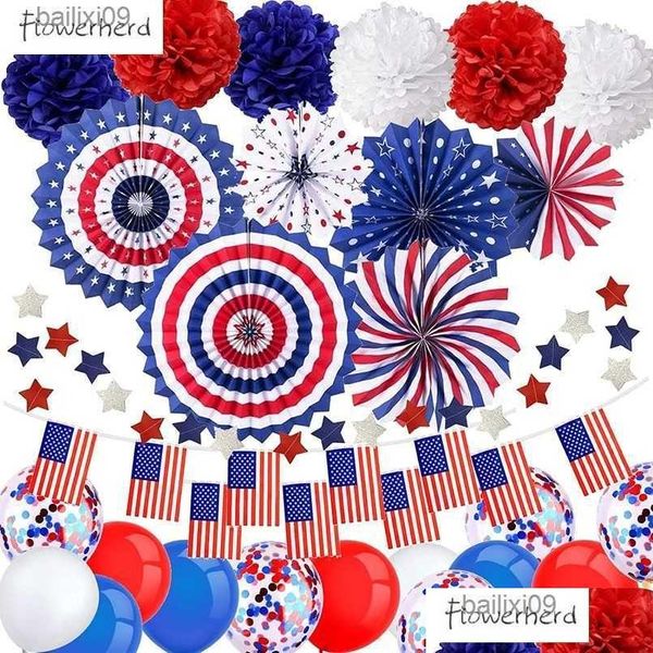 Altri bomboniere del matrimonio decorazione della festa set patriottico set 34 pacchetti American Independence Day Supplies Lattice Confetti Balloon 4 ° di Jy Deco DHZ8M