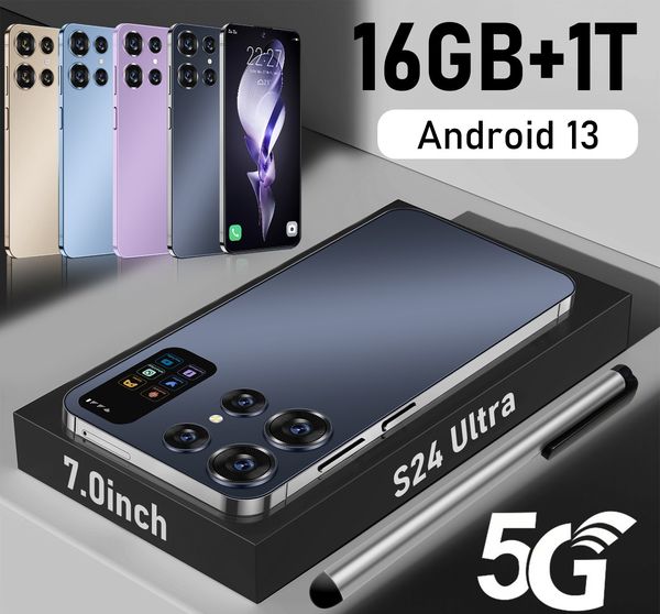 S24 Ultra Dual SIM 4G 5G Android Telefone 16GB+1TB 7.0HD+Exibição 48MP+72MP Câmera Android 13 Mobile Local Warehouse