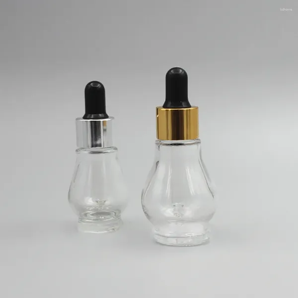 Бутылки для хранения прозрачная 20 мл духи с кожей стеклянный контейнер с золотом/серебряным/матовым воротником
