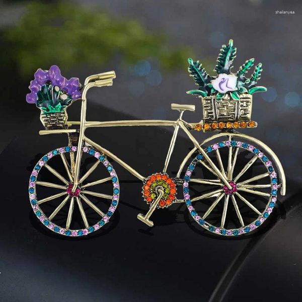 Spille donne uomini uomini classici Bicyle smalto per pin di cristallo di moda Middle Style Vintage Bike Badge